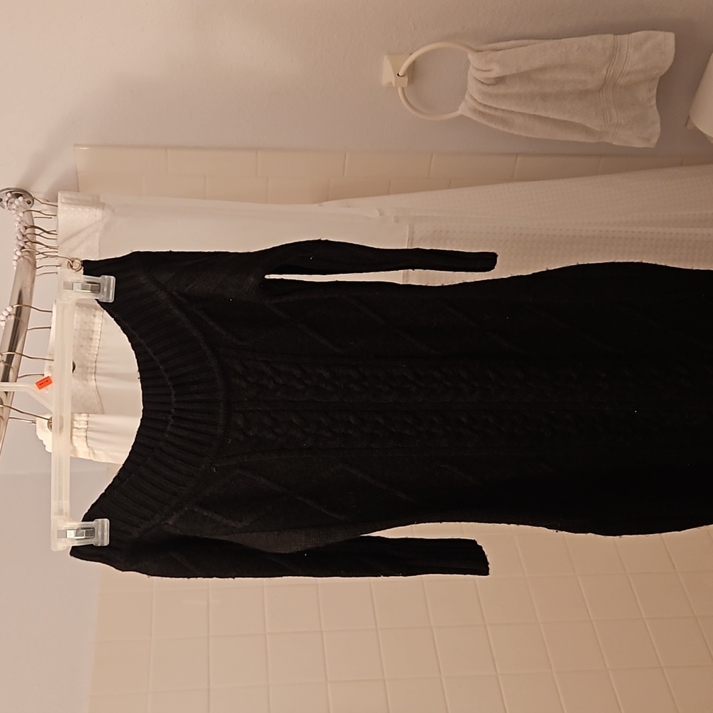 Moda International black midi wool dress sz S wool blend